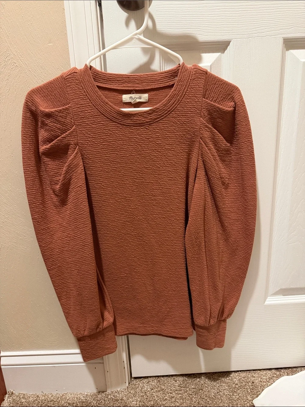 Madewell Rust Puff-Sleeve Top